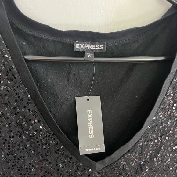 NWT Express Black Sequin Top Small - Picture 5 of 7